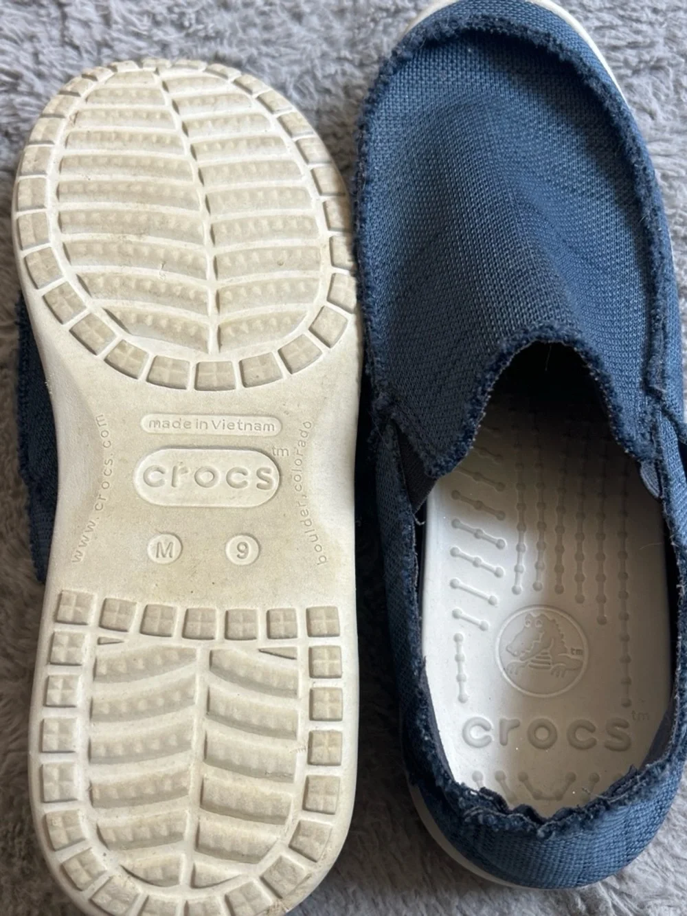 CROCS Men's Casual Slip-On Loafers in Blue with White Sole